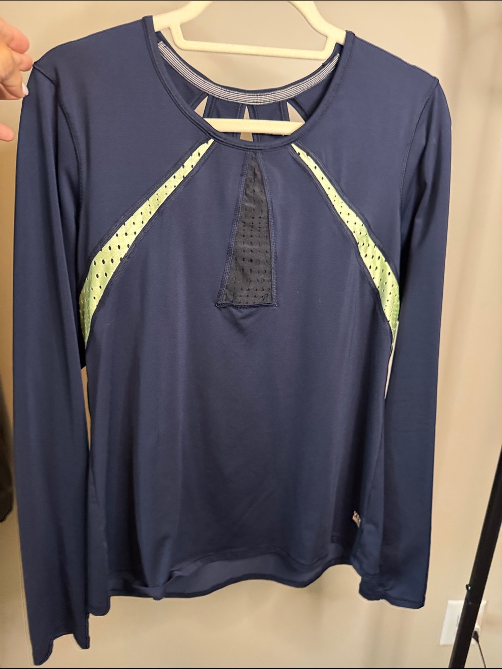 VSX Navy Long Sleeve Performance Tee with Lime Accent Panels